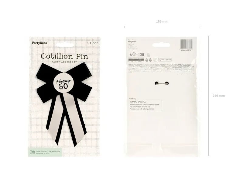 50 Jaar Button Strik 17cm van Partydeco koop je bij Partywinkel