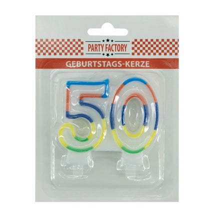 50-årsljus med färgad kant, 7 cm