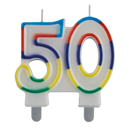 50-årsljus med färgad kant, 7 cm