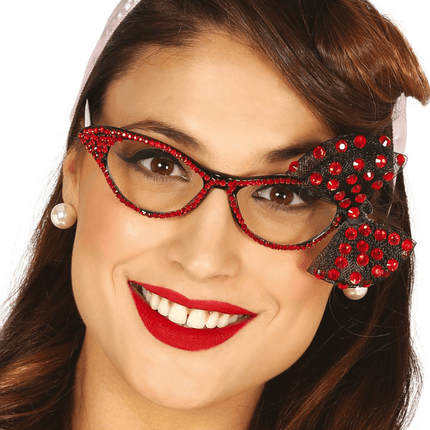 50'S Bril Strik Rood van Fiestas Guirca koop je bij Partywinkel