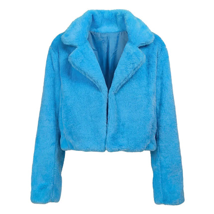 Fluffig rave-jacka i turkos (M/L)