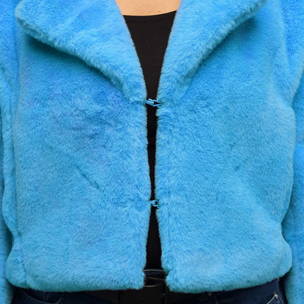 Fluffig rave-jacka i turkos (M/L)