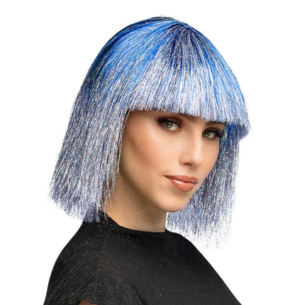 Blauwe Pruik Tinsel