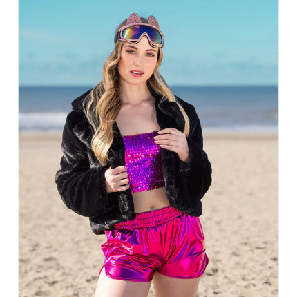 Hotpants, glänsande rosa