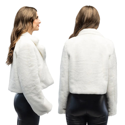 Fluffig rave-jacka, vit (M/L)