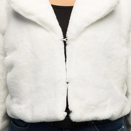 Fluffig rave-jacka, vit (M/L)