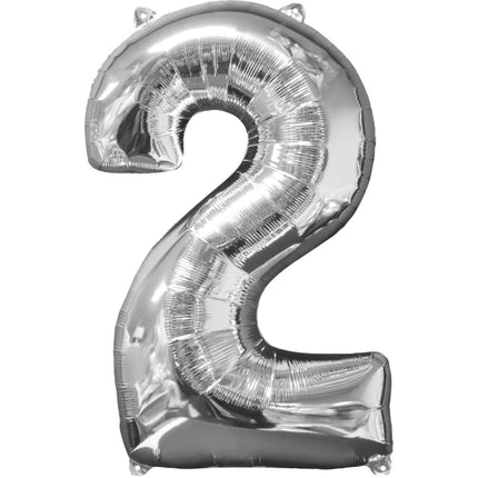 2 års figurballong silver tom 66 cm