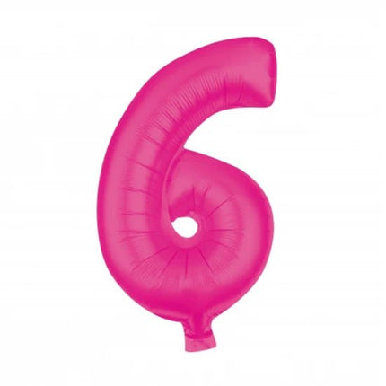6 Cijfer Ballon Roze Leeg 85cm van VDV Benefit koop je bij Partywinkel