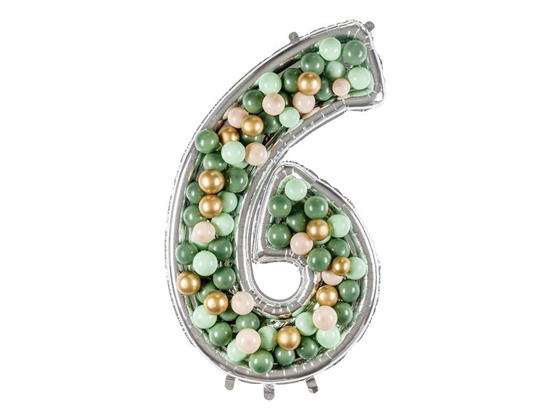 6 Jaar Ballon Frame Zilver 1,26m van Partydeco koop je bij Partywinkel