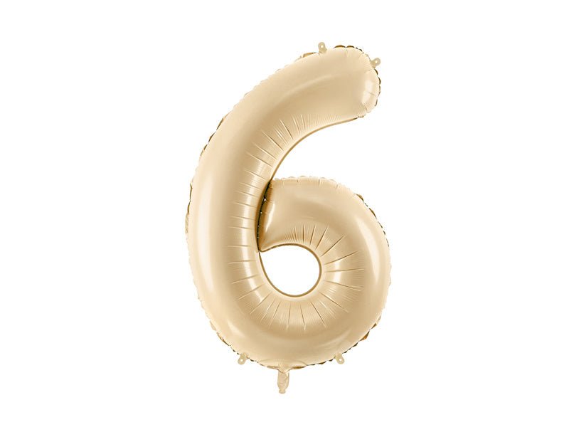 6 Jaar Cijfer Ballon Beige Leeg 72cm van Partydeco koop je bij Partywinkel