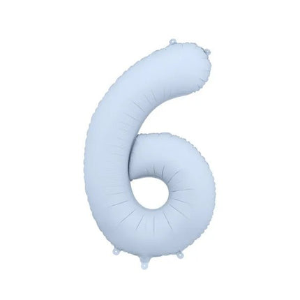 6 Jaar Cijfer Ballon Lichtblauw Mat Leeg 86cm van Partydeco koop je bij Partywinkel