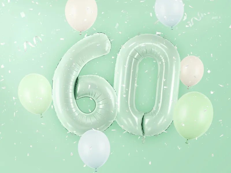 6 Jaar Cijfer Ballon Mintgroen Leeg 72cm van Partydeco koop je bij Partywinkel