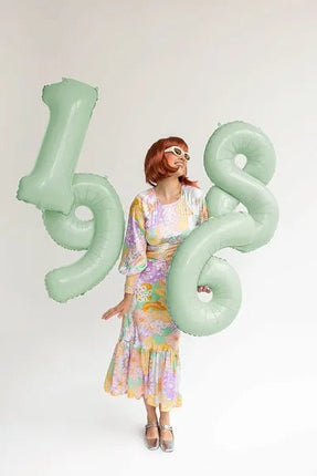 6 Jaar Cijfer Ballon Mintgroen Leeg 72cm van Partydeco koop je bij Partywinkel