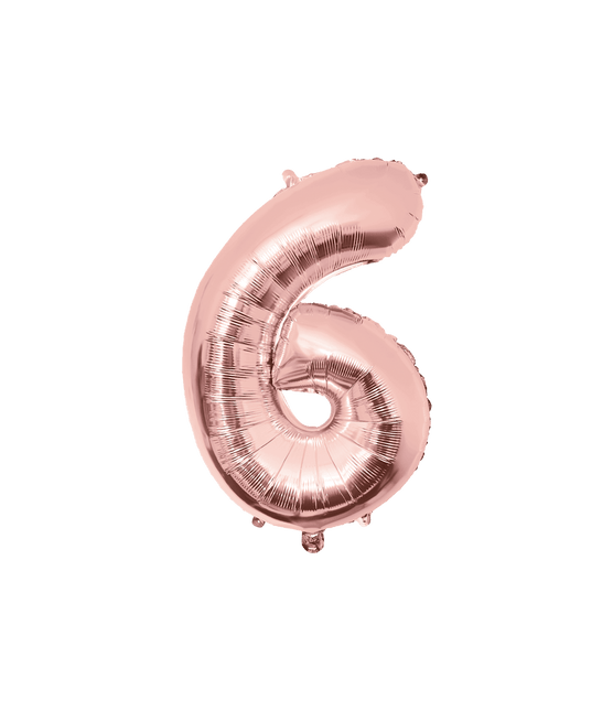 6 Jaar Cijfer Ballon Rose Goud Leeg 86cm van Paper Dreams koop je bij Partywinkel