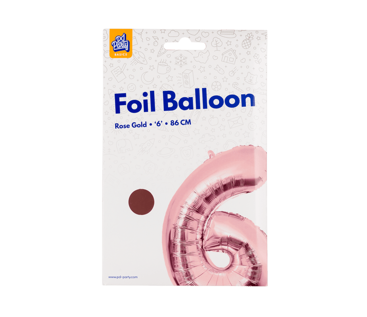 6 Jaar Cijfer Ballon Rose Goud Leeg 86cm van Paper Dreams koop je bij Partywinkel