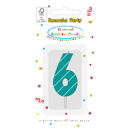 6 Jaar Kaars Lichtblauw van Procos koop je bij Partywinkel