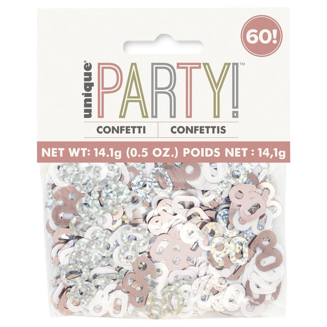60 Jaar Confetti Zak Rose Goud 14gr van Unique koop je bij Partywinkel