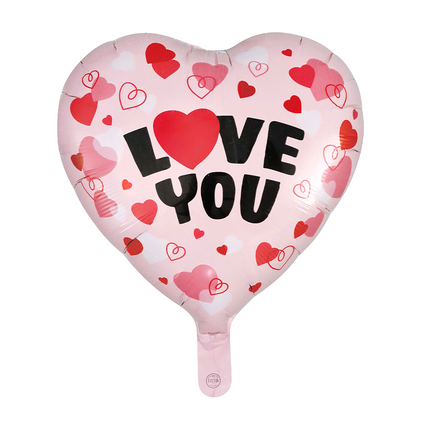 Love You-heliumballong, hjärtformad, 46 cm
