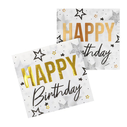 Set med 20 pappersservetter ”Happy birthday” (33 x 33 cm)