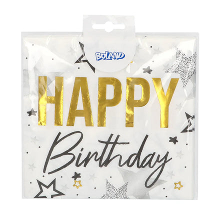 Set med 20 pappersservetter ”Happy birthday” (33 x 33 cm)