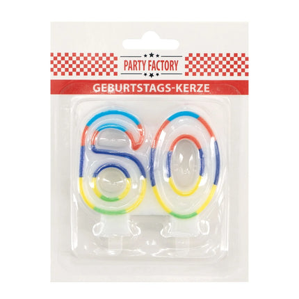 60-års-ljus med färgad kant, 7 cm