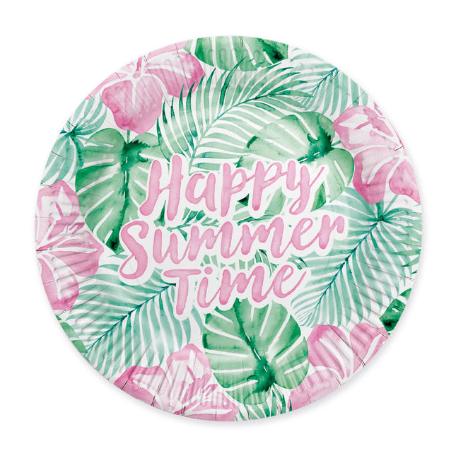 Gröna och rosa skyltar ”Happy Summer Time”, 23 cm
