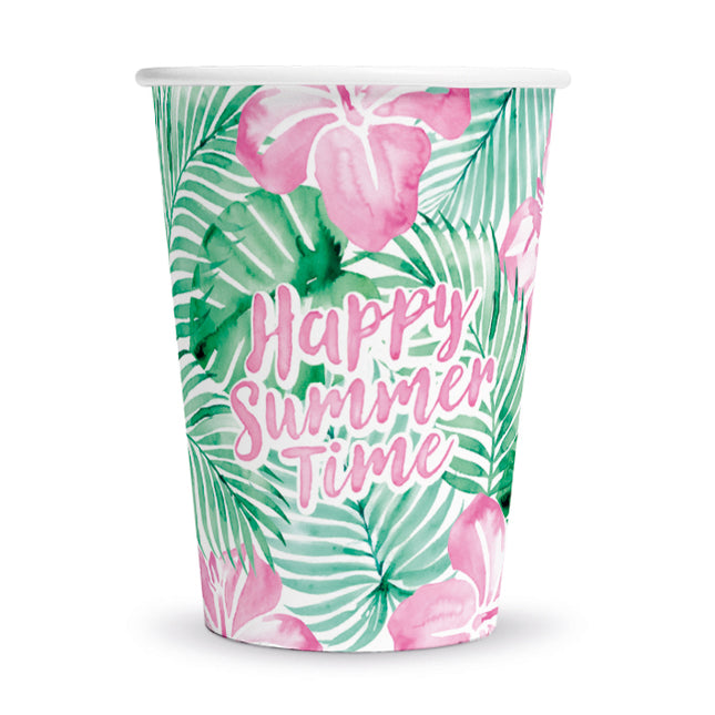 Gröna och rosa muggar ”Happy Summer Time”, 210 ml, 8 st