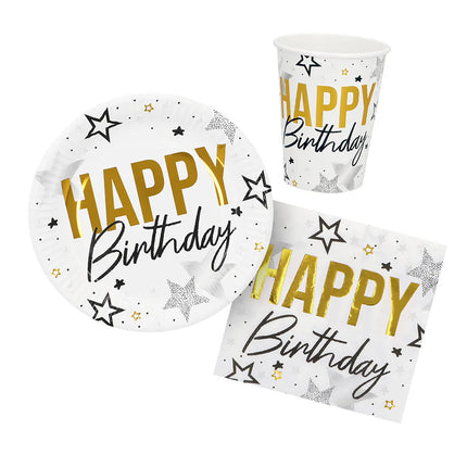 Bordsuppsättning ”Happy birthday” (6 tallrikar, 6 muggar, 12 servetter)