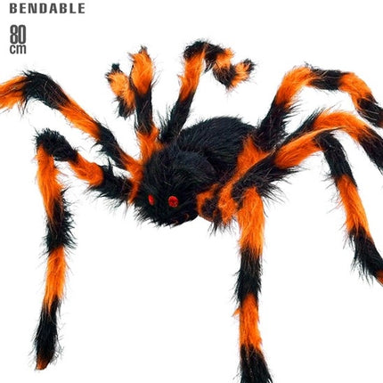 SPINDEL MED BÖJBARA, HÅRIGA BEN, SVART/ORANJE, 80 CM