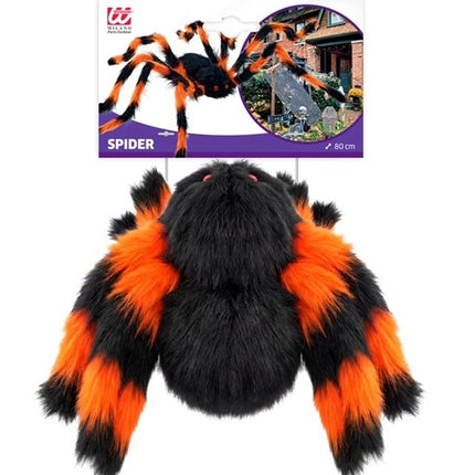 SPINDEL MED BÖJBARA, HÅRIGA BEN, SVART/ORANJE, 80 CM
