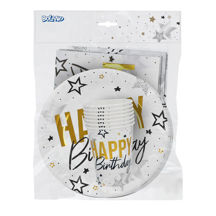 Bordsuppsättning ”Happy birthday” (6 tallrikar, 6 muggar, 12 servetter)