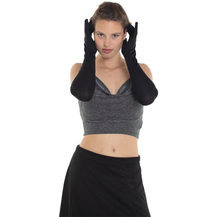 Långa svarta handskar damer