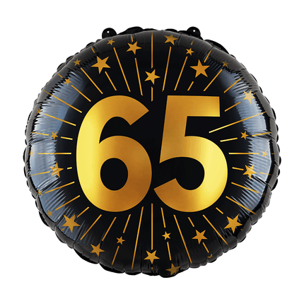 65 Jaar Helium Ballon Zwart Goud Leeg 45cm van WeFiesta koop je bij Partywinkel