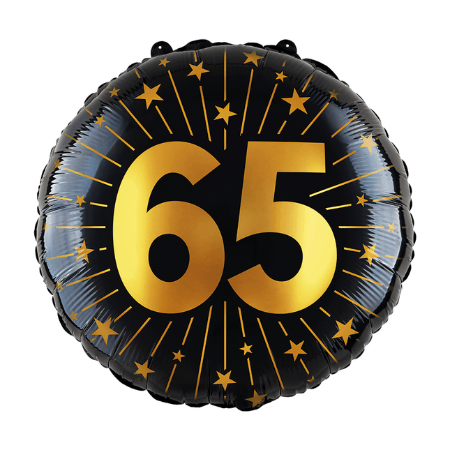 65 Jaar Helium Ballon Zwart Goud Leeg 45cm van WeFiesta koop je bij Partywinkel