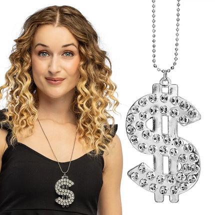Halsband Bling dollar silver