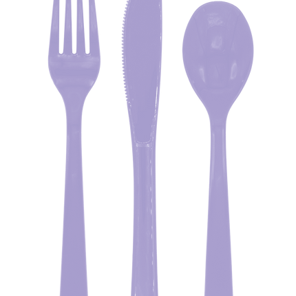 Lila bestick, återanvändbara, 18-delars set