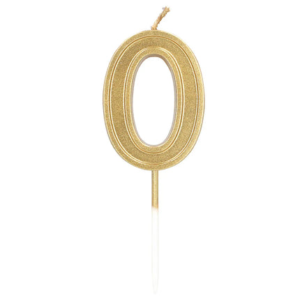 Ljus Elegant ”0” guld på pinne (3 x 4,2 x 0,7 cm)