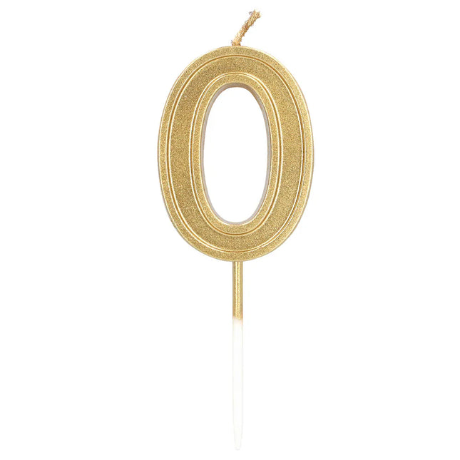 Ljus Elegant ”0” guld på pinne (3 x 4,2 x 0,7 cm)