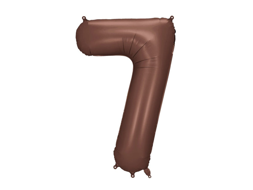 7 Jaar Cijfer Ballon Bruin 86cm van Partydeco koop je bij Partywinkel
