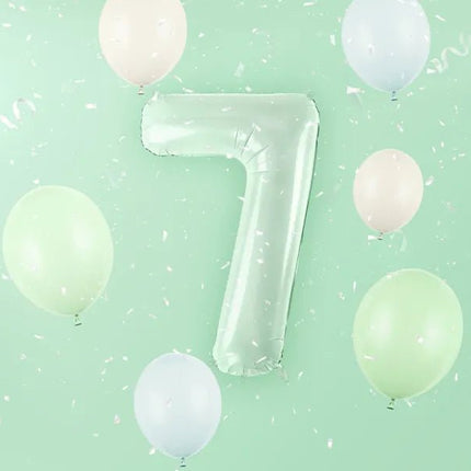 7 Jaar Cijfer Ballon Mintgroen Leeg 72cm van Partydeco koop je bij Partywinkel