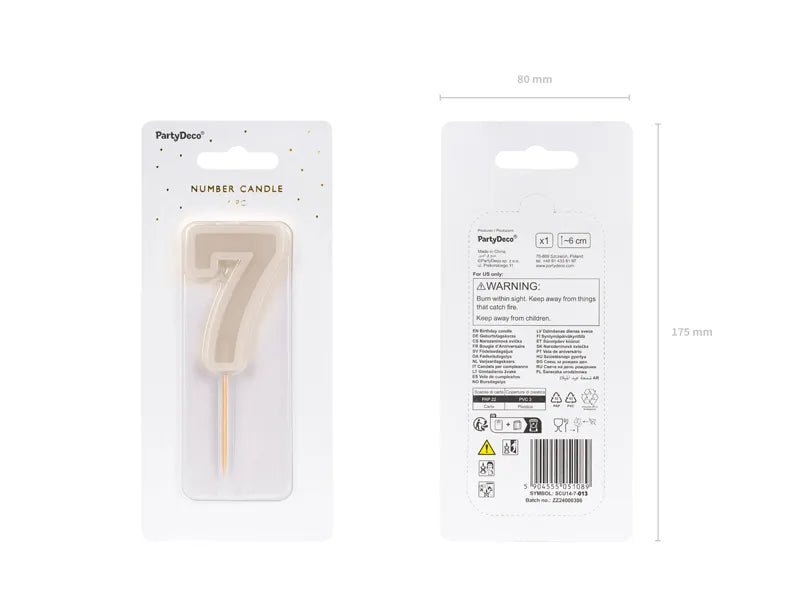 7 Jaar Kaars Grijs 10cm van Partydeco koop je bij Partywinkel