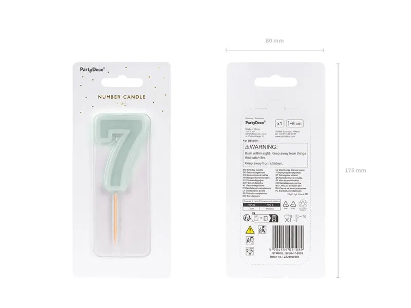 7 Jaar Kaars Lichtgroen 10cm van Partydeco koop je bij Partywinkel