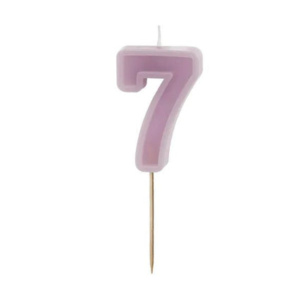 7 Jaar Kaars Paars 10cm van Partydeco koop je bij Partywinkel