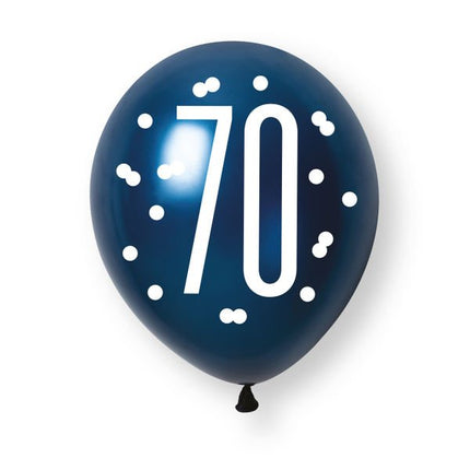 70 Jaar Ballonnen Set Blauw 30cm 6st van Unique koop je bij Partywinkel