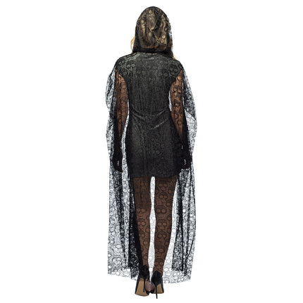 Halloween Cape Svart Damer Skalle