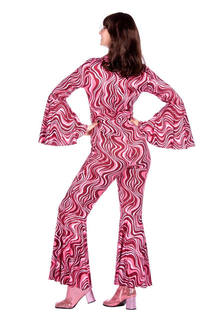 Disco 70S Jumpsuit Roze Dames van Wilbers & Wilbers koop je bij Partywinkel