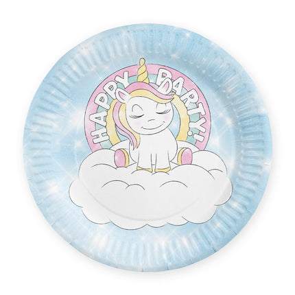 Unicorn-tallrikar ”Happy Birthday”, 23 cm, 8 st