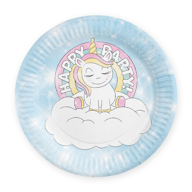 Unicorn-tallrikar ”Happy Birthday”, 23 cm, 8 st