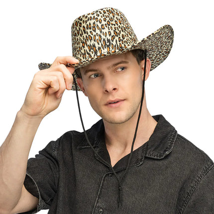 Cowboyhatt med vild leopardmönster
