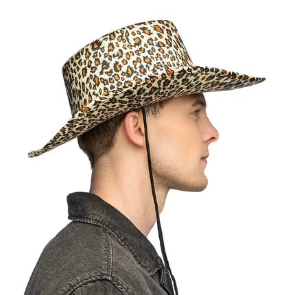 Cowboyhatt med vild leopardmönster